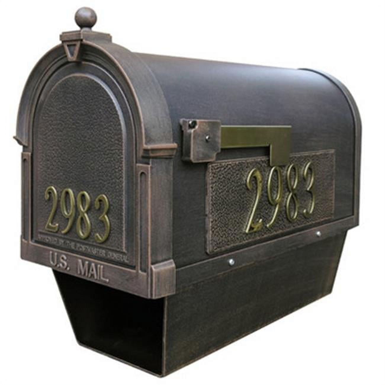 Berkshire Copper Lockable Steel Curbside Mailbox with Brass Numbers