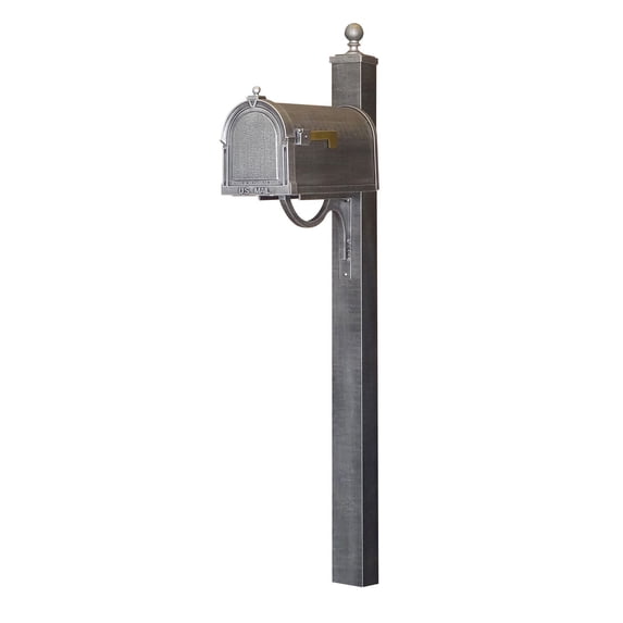 Berkshire Curbside Mailbox with Springfield Mailbox Post - Swedish Silver