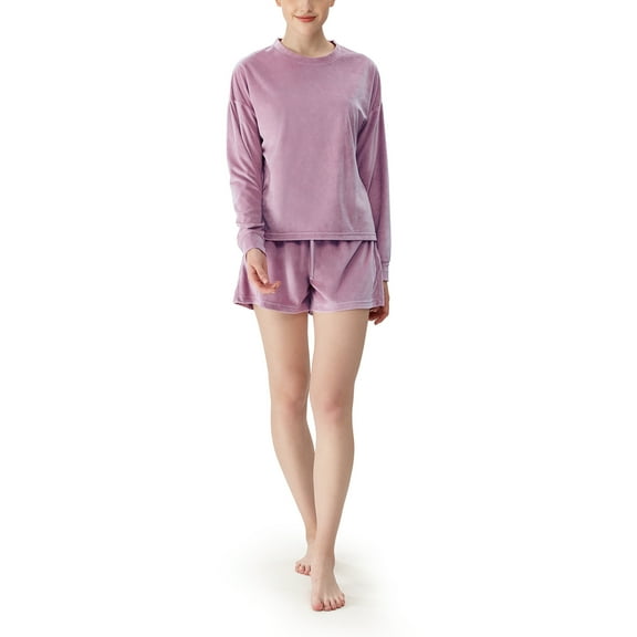 Berkshire Home Women's Long Sleeve Top and Pajama Shorts Set, 2pc