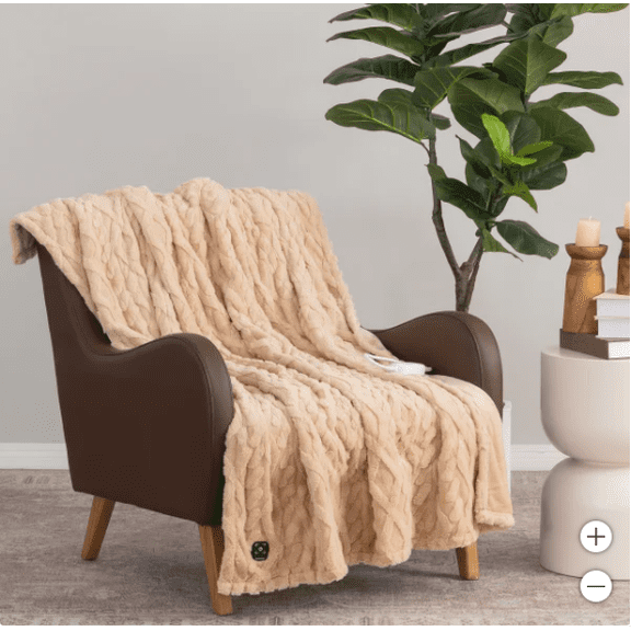 Berkshire Life Heated Throw Tan