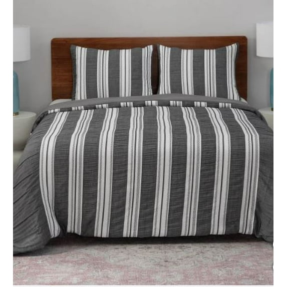 Berkshire Life Waffle Stripe 3-piece Comforter Set, Gray King