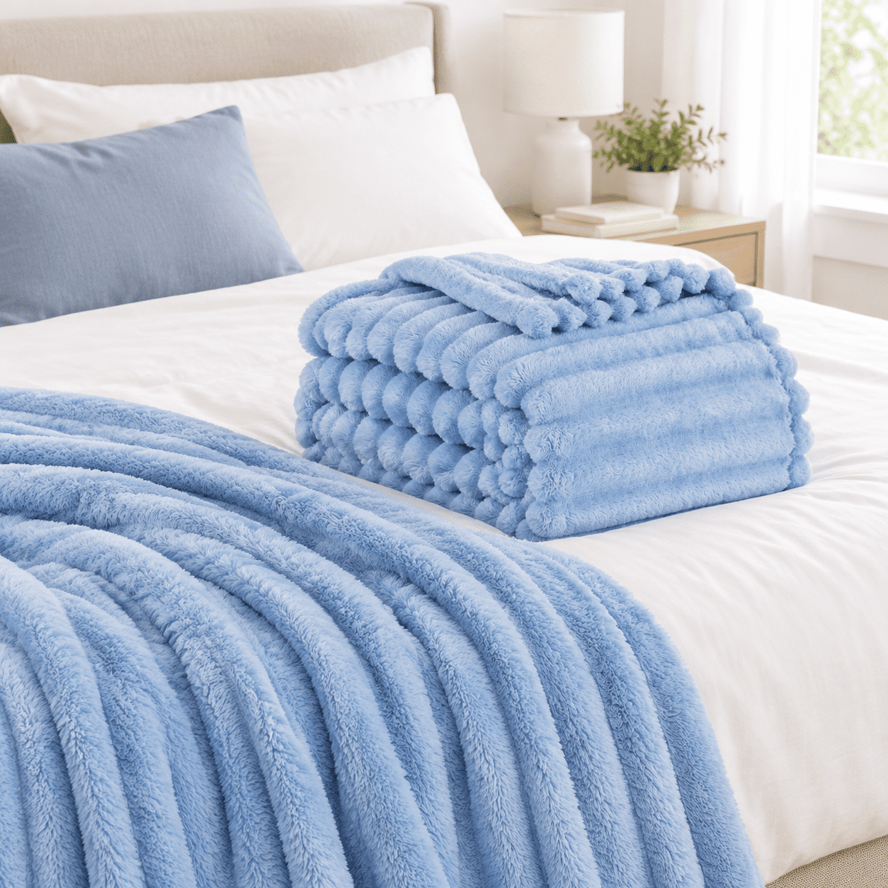 Berkshire Ribbedloft Blanket - 330gsm Medium Weight Plush Extra Soft ...