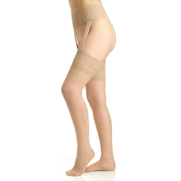 Berkshire Silky Sheer Leg With Lace Garter And Lace Top Stockings, Sandalfoot, Nude, 4909