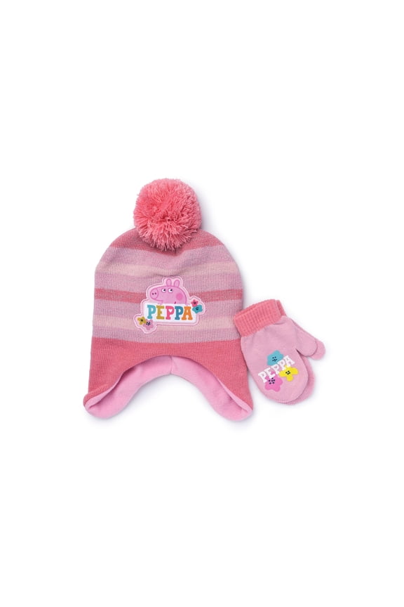 Toddler Girls Character License Cold Weather Hat Gloves 2 Piece Set Charac Pink One Size