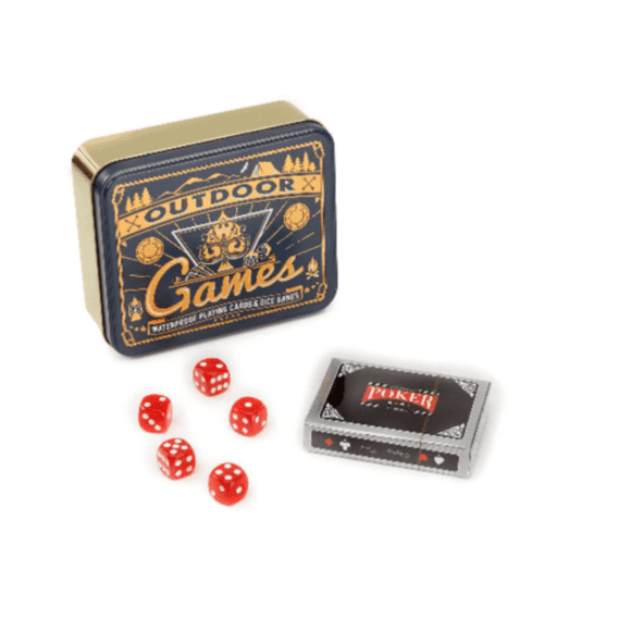 Berkshire Vintage Outdoor Games Tin Poker Set, Cards and Dice