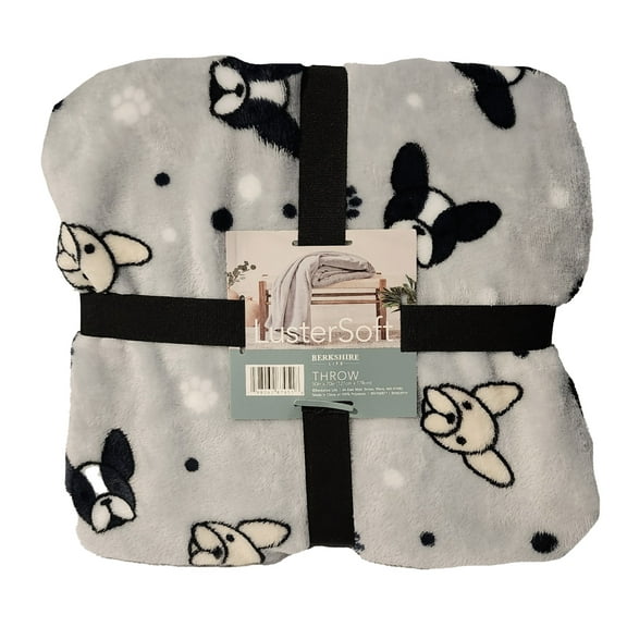 Berkshire White Throw Blanket, 50" x 70", Tea  Cup Cats, Super Soft Polyester Adults Teens