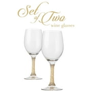 Berkware Crystal Wine Glass with Gold Stem (Set of 2)