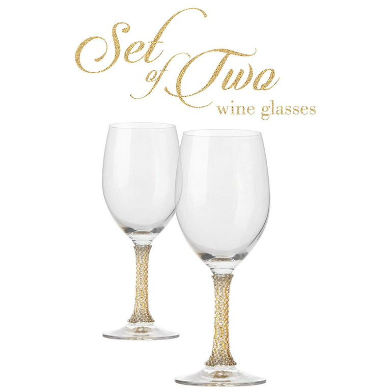 Berkware Crystal Wine Glass with Gold Stem (Set of 2) 