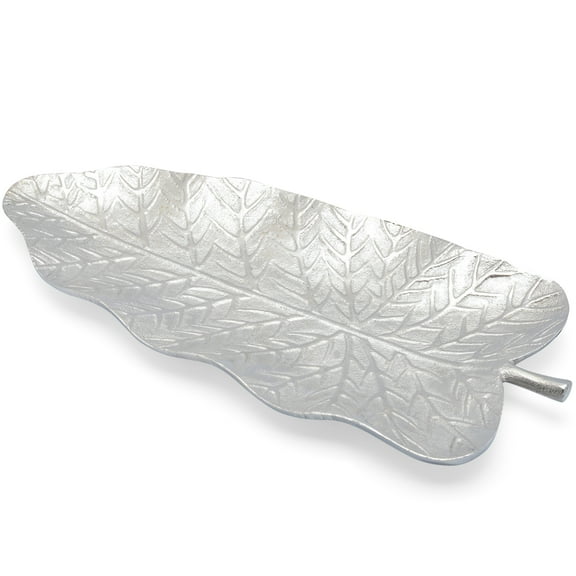 Berkware Decorative Silver Leaf Shape Serving Tray - Small Nickel Plated Candy Dish