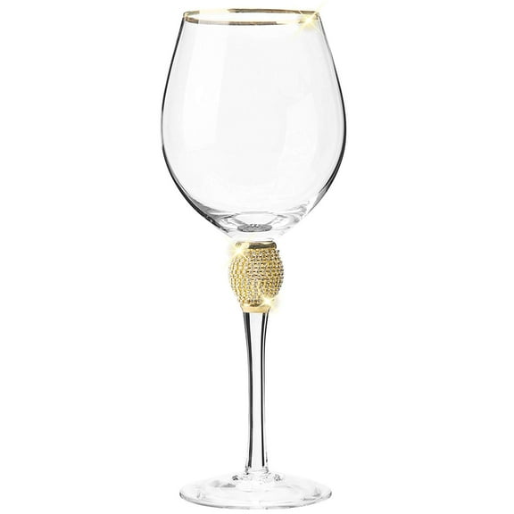 Berkware Red Wine Glass with Rhinestone Design and Gold Rim (Set of 6)