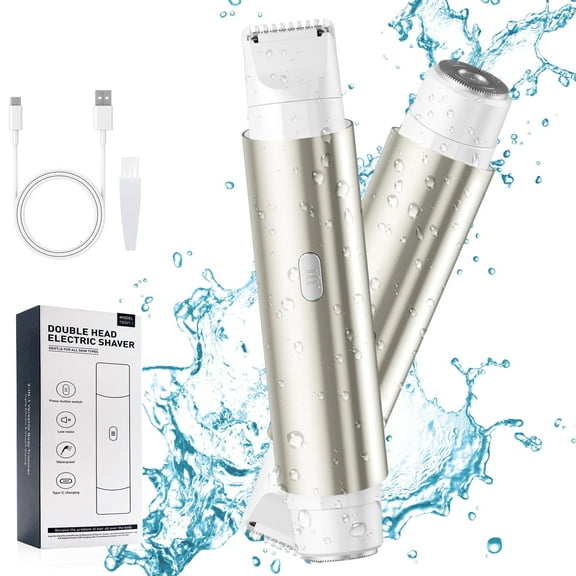 Berlaney 2-in-1 Women's Bikini Trimmer, Portable Rechargeable Shavers for women, Wet & Dry Use Bikini Razor, Metal Body