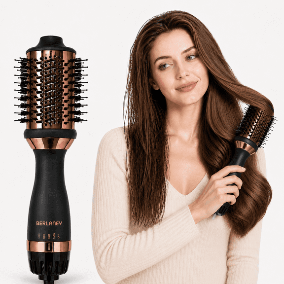 Berlaney 4-in-1 Ionic Blow Dryer Brush, 65mm Titanium Hot Air Brush for Fast Drying and Blowouts