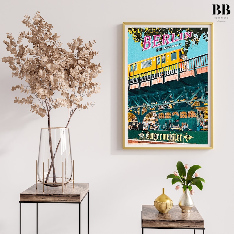 Berlin Art, Vintage Style Travel Poster, Travel Print, Retro Poster