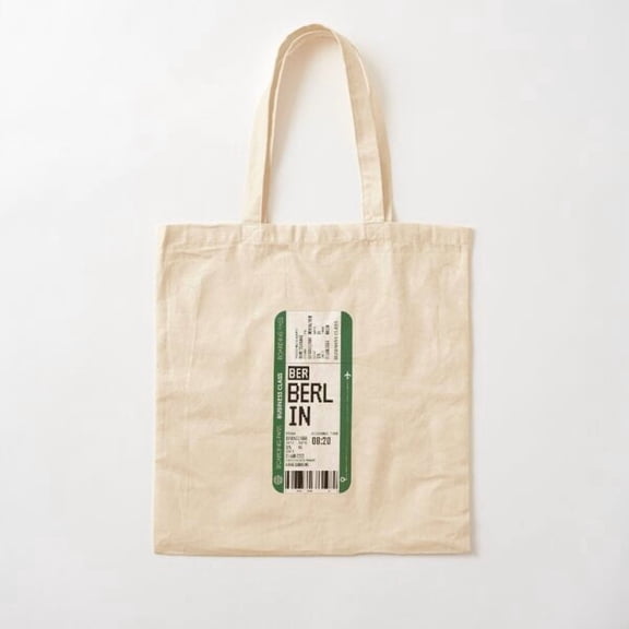 Berlin Boarding Pass Canvas Tote Bags, Reusable Shopping Bag
