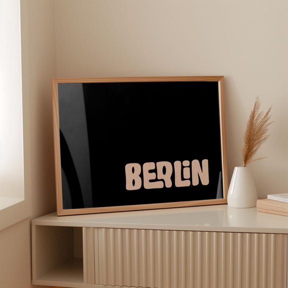 Berlin Bold Typography Wall Art In Rosa And Black