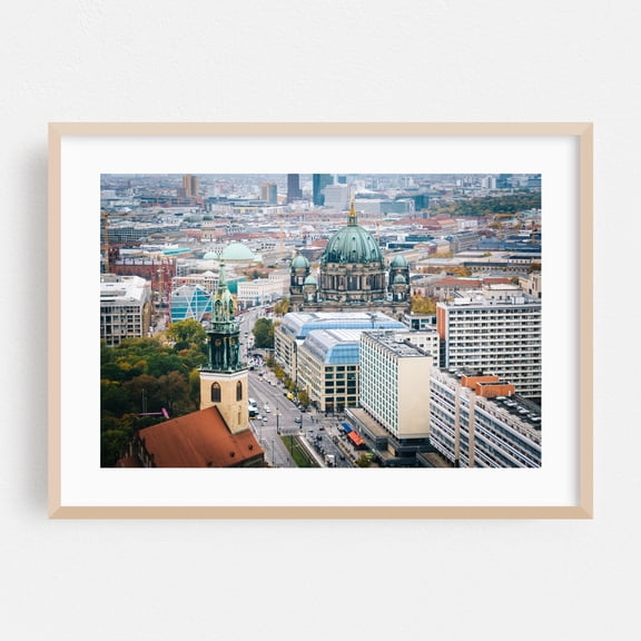 Berlin Cathedral - Berlin Germany Photography Cityscape Architecture Skyline Autumn Travel Poster Scenic Oak Framed Wall Art Print 5 x 7 inches