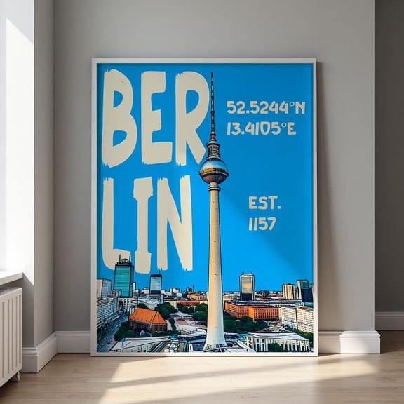 Berlin Fernsehturm Comic Style Stylish Portrait Decor Unframed Paper Print