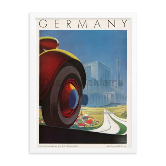 Berlin, Germany. Berlin Auto Show, 1938. Framed Vintage Travel Poster