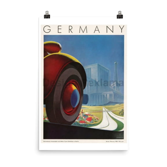 Berlin, Germany. Berlin Auto Show, 1938. Unframed Vintage Travel Poster