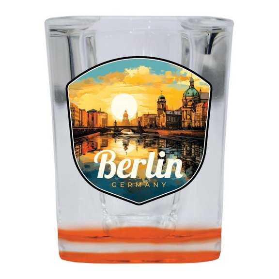 Berlin Germany Design C Souvenir 2 oz Square Shot Glass Orange