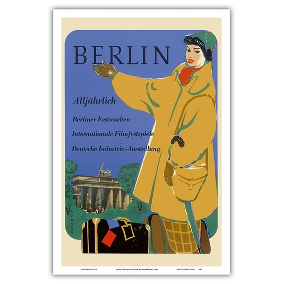 Berlin Germany - International Film Festival - Germany Industry - Vintage Exhibition Poster by Werner Wilhelm Bürger c.1950s - Master Art Print (Unframed) 12in x 18in