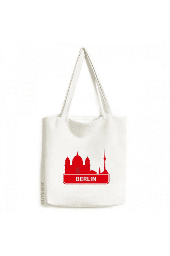 Berlin Germany Red Landmark Pattern Tote Canvas Bag Shopping Satchel Casual Handbag