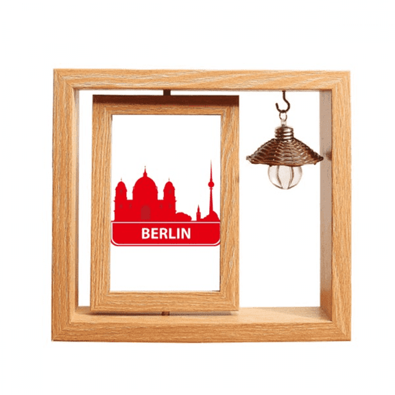 Berlin Germany Red Landmark Pattern Wooden Rotating Picture Photo Frame 4x6