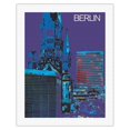 thumbnail image 1 of Berlin Germany - The City at Night - Kaiser Wilhelm Memorial Church - Vintage Travel Poster c.1973 - Fine Art Rolled Canvas Print 20in x 26in, 1 of 4
