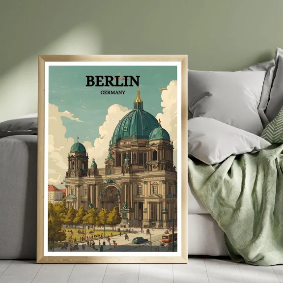Berlin Germany Travel Poster Wall Art Iconic European City Illustration Print Home Decor Office Wall Art