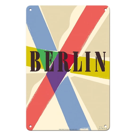 Berlin Germany - Vintage Travel Poster by Richard Blank c.1953 - 8 x 12 inch Vintage Metal Tin Sign