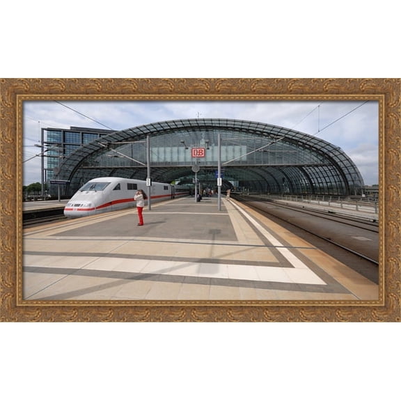 Berlin Haupthahnhof Train 40x24 Large Gold Ornate Wood Framed Canvas Art