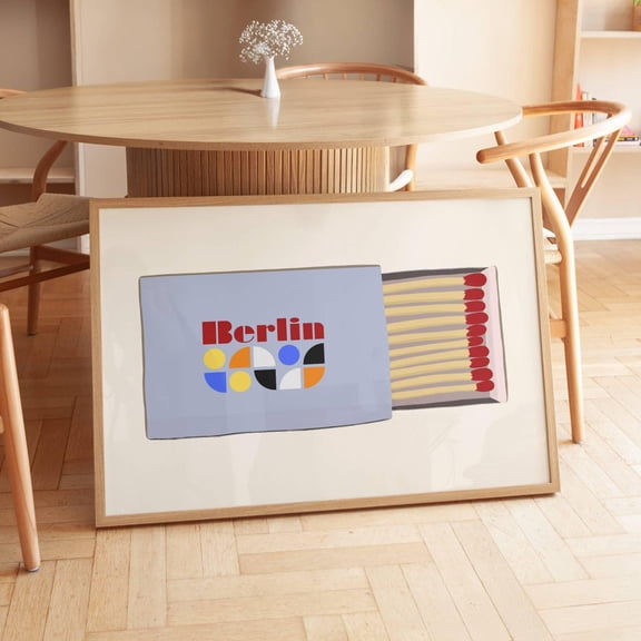 Berlin Matchbox Print Germany Travel Berlin Art Print Retro Matchbook German Wall Art Travel Matches Art Print Berlin Home Decor #1133, Unframed Poster Size 8x12
