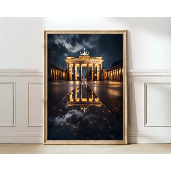 Berlin Night Sky Travel Poster Blue Map Germany Wall Art, Unframed Canvas Size 16x24