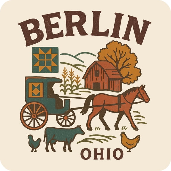 Berlin Ohio Keepsakes Souvenir Vinyl Sticker – Destination Travel Keepsake Collectible (3-Inches Wide)