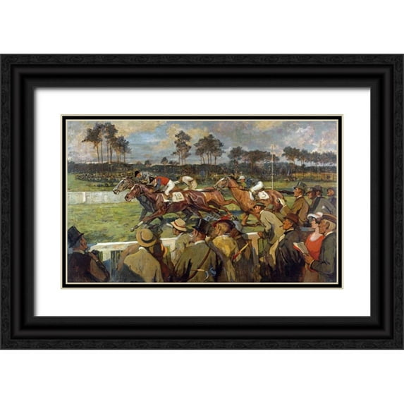 Berlin School 32x21 Black Ornate Wood Framed with Double Matting Museum Art Print Titled - Racing, Hoppe-Garden, Berlin