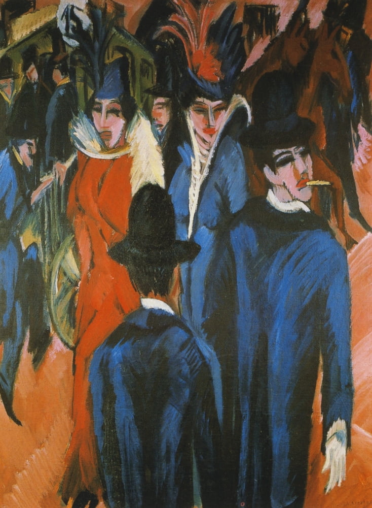 Berlin Street Scene 1913 Canvas Art - Ernst Ludwig Kirchner (18 x 24)