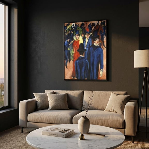 Berlin Street Scene Expressionist Poster, Unframed Paper Poster 8x10in