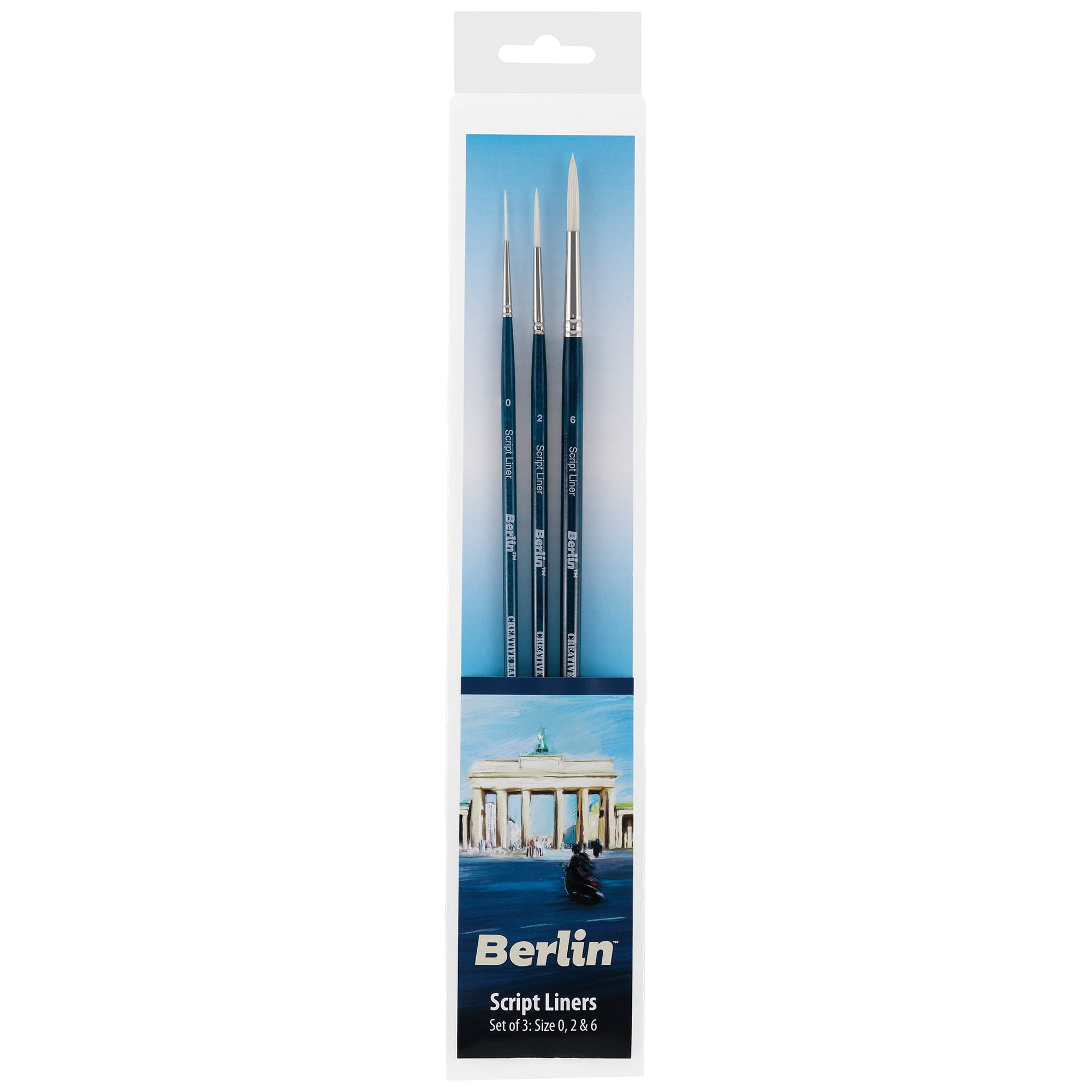 Berlin Synthetic Long Handle Acrylic Brushes - Professional Paint Brushes for Artists - Set of 3 Long Handle Series 9980