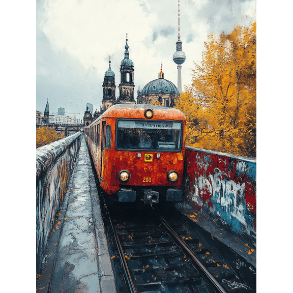 Berlin Train Canvas PaintingSuitable for Living RoomBedroomOfficeHallwayTrain Station Decoration.