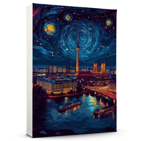 Berlin Travel Canvas Prints, Germany Starry Night Travel decor, Berlin Map Poster, Germany Travel Decor Artwork - 98AZ120
