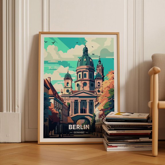 Berlin Travel Germany Cityscape Berlin Wall Artwork, Stretched Canvas 16x20in