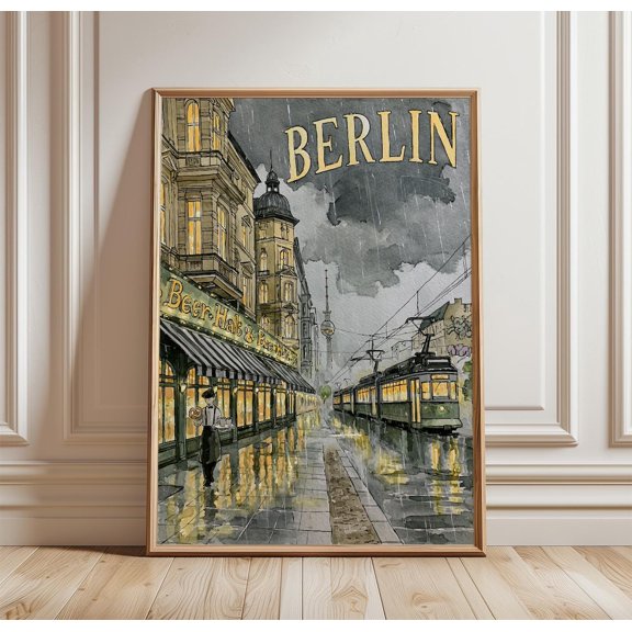 Berlin Travel Tram Street Print City Wall Art, Unframed Paper Print