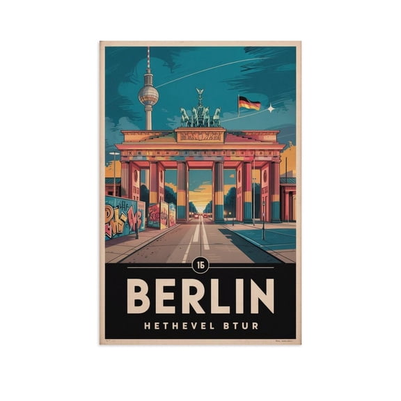 Berlin Wall Classic Poster Retro Berlin Cityscape with Historic & Modern Charm Print Poster