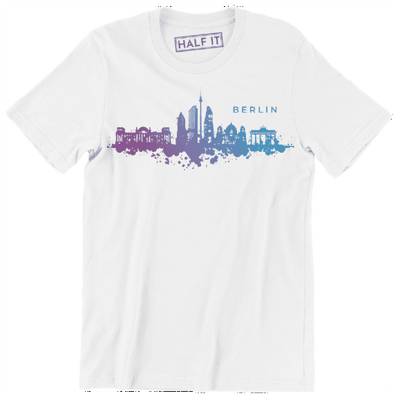 Berlin Water Color Skyline Style Cityscape Travel Short Sleeve Men's T-Shirt