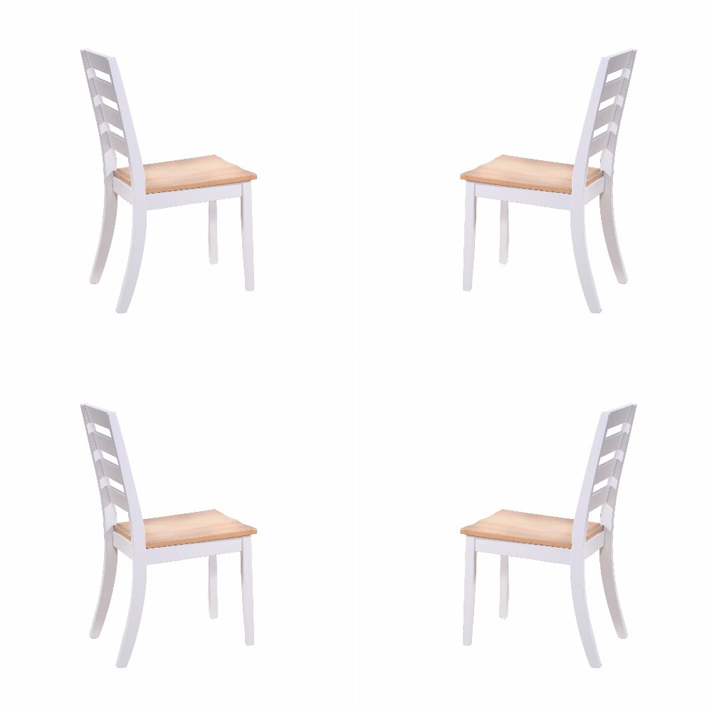 Berlin White & Natural Wood Transitional Kitchen Ladderback Side Dining Chairs (Set Of