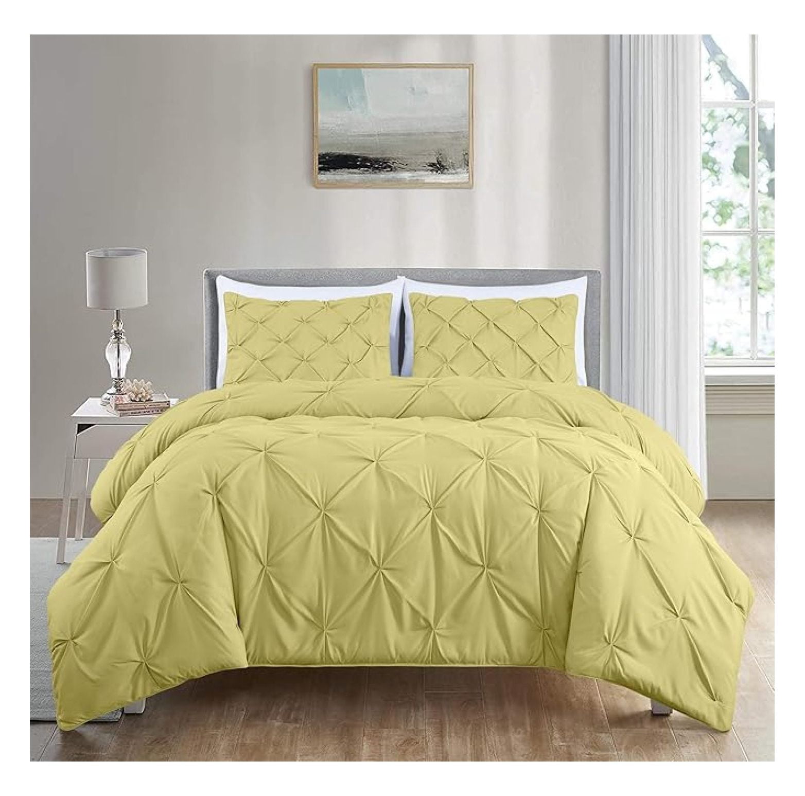 Berlin Yellow Pinch Pleat Twin Comforter Set, 2-Piece (Comforter and ...