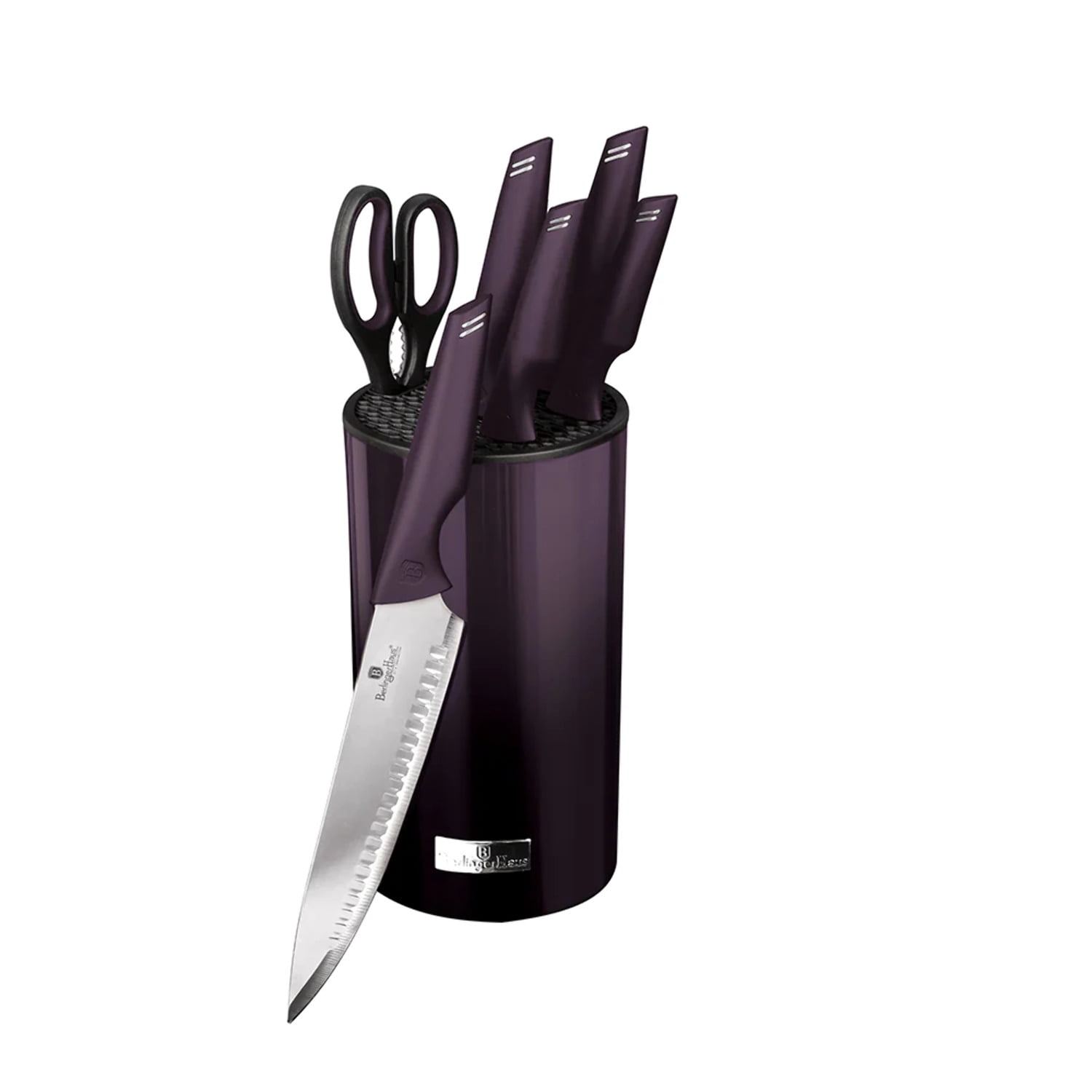 Berlinger Haus 7 Piece Kitchen Knife Set with Block, Stainless Steel ...