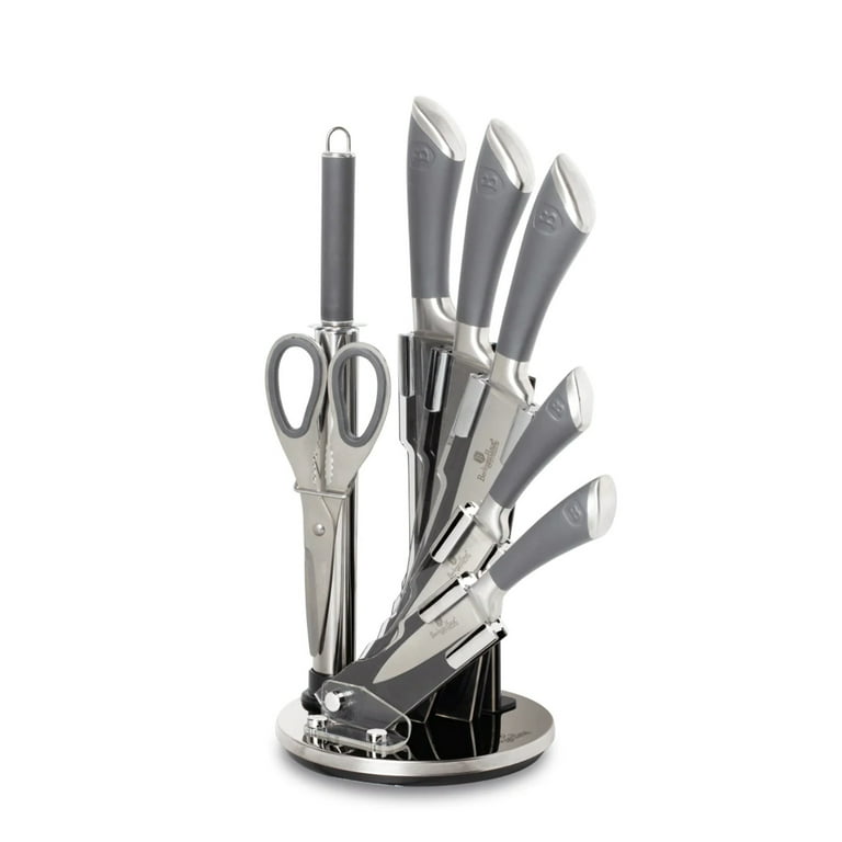 FULLHI Portable 14pcs Butcher Knife Set Wood Handle 8pcs Stainless