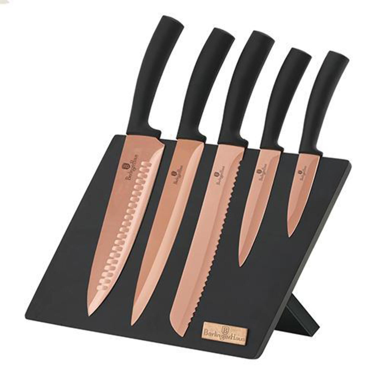Cohesion 5 Pcs Kitchen Knife Set with Magnetic Knife Holder for Wall, Size: One Size