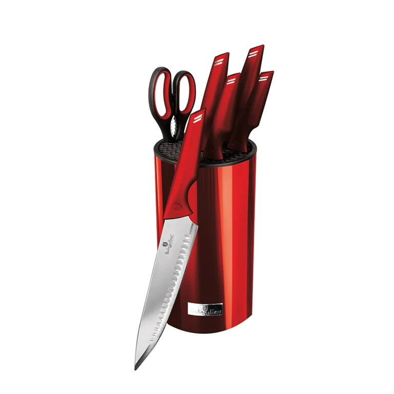 Home Basics 7 Piece Knife Set, Red 